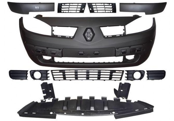 Бампер передній, комлектний, з решітками Renault Megane II, 03 - 06, 7701474484