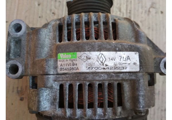Генератор Renault Kangoo, Megane, Scenic, Logan 1,4/1,6 8/16V, Valeo, 75A, 14V, 7700422237, 2541980A, A11VI94