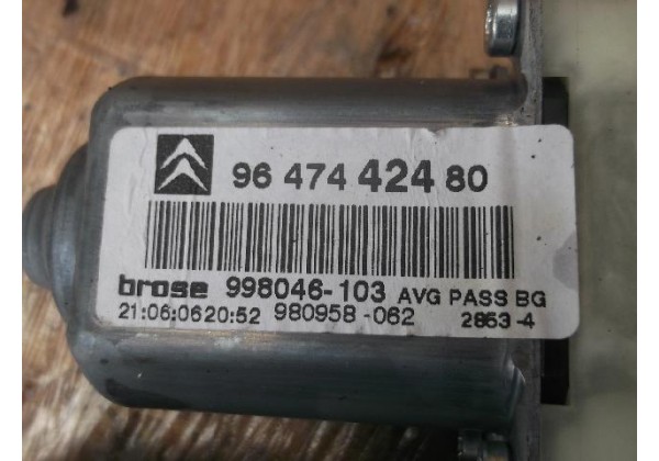 склопідйомник електричний лівий передній з моторчиком Citroen C4, 9647442480, купе
