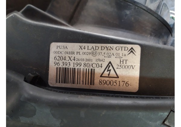 Фара ліва передня, ксенон, Citroen C5, 01-04, 9639319980, 6204X4