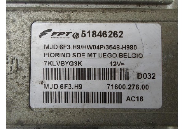 Електронний блок управління двигуна Fiat Qubo, Citroen Nemo, Peugeot Bipper, 51846262
