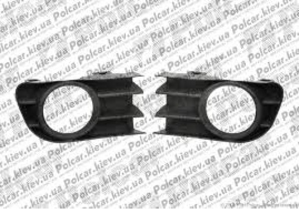 Решітка бампера переднього, комплект під ПТФ Renault Megane II, 03-06, 7701474479