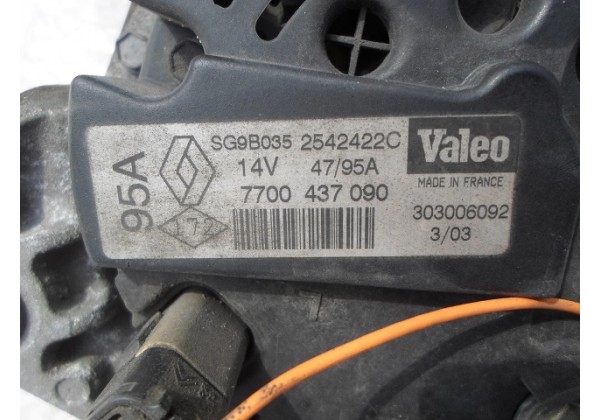 генератор Renault Clio 2, 3, Kangoo, Twingo  1.2 8, 16 V, 7700437090, SG9B035, 2542422C, 303006092, 95A