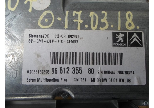 Дисплей навігації Peugeot 307, 2007 р, 9661235580, A2C53182898