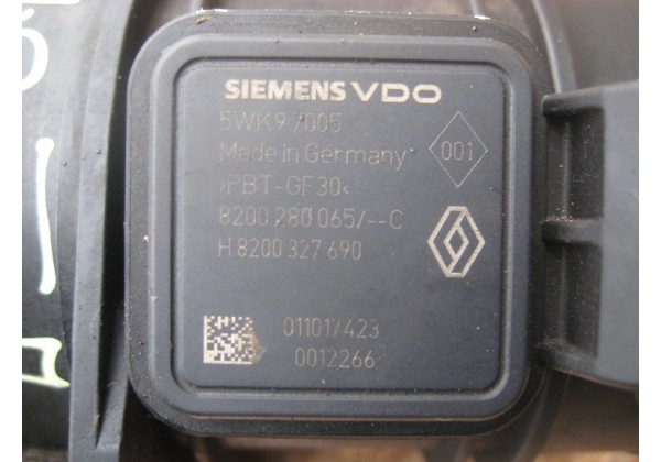 Витратомір повітря SIEMENS Renault 2.0 dci, 5WK97005, 8200280065, 8200327690