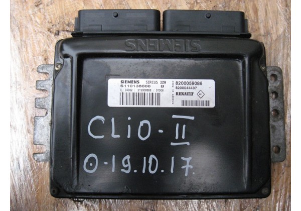 комп'ютер, блок управління двигуном Renault Clio II, Symbol II, Megane, Scenic 1.4, 1.6, 98-01, 8200044437, 8200059086, S110138000