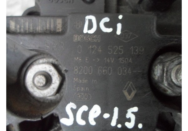 Генератор Renault 1.5dci, 150A,14V, 8200660034, 8200390676, 0124525139