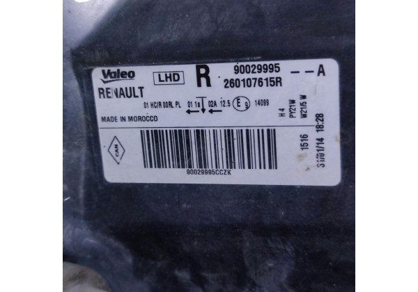 Фара права Renault Logan II, Sandero II, з механічним коректором, 260107615R, 260107737R
