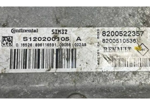 Комплект запалювання, ЕБУ, комп'ютер, Renault Clio 3, 1.2 16V, 8200522357, 8200510536, S120200105 A, 8200652284