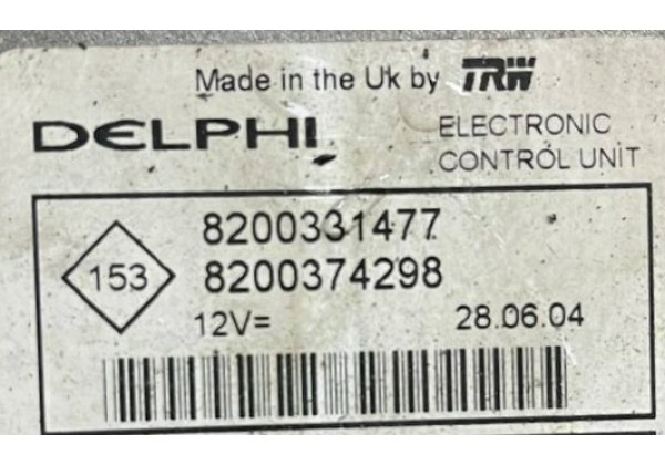 Комплект запалювання, ЕБУ, комп'ютер Renault Kangoo, 1.5 DCi, Euro 3, 8200374298, 8200331477, 8200332770 J