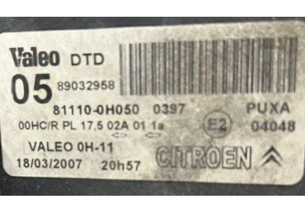 Фара передня права Citroen C1, 05-14, 81110-0H050, 89032958
