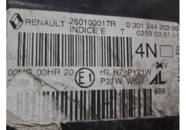 Фара передня права Renault Megane 3, 260100017R