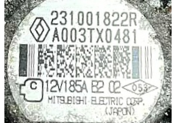 Генератор Renault, 1.6 DCi, 2.3 DCi, 12V, 185A, 231001822R, 231009948R, 231002179R, 231008137R, 231007033R, 412323587, 95520960, 93168346, 2310000Q3F, 4420658