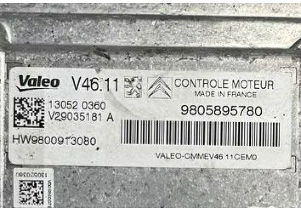 Електронний блок управління двигуном, ЕБУ, комп'ютер Citroen C3 II, Peugeot 208, 2008, 1.2 VTi, 9805895780, 9800913080