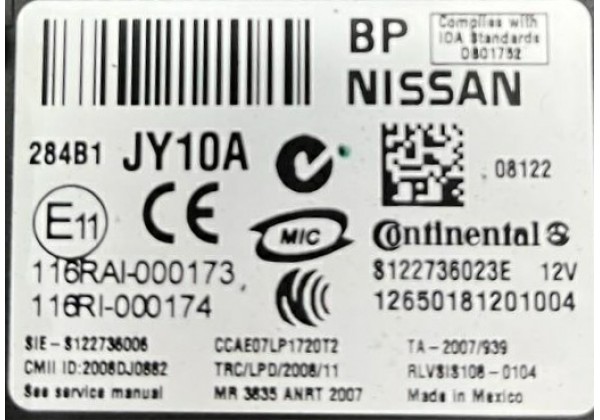 Комплект запалювання, ЕБУ, комп'ютер Renault Koleos, 2.0 DCi, 08-16, 23710JY08D, 0281014360, 284B1JY10A