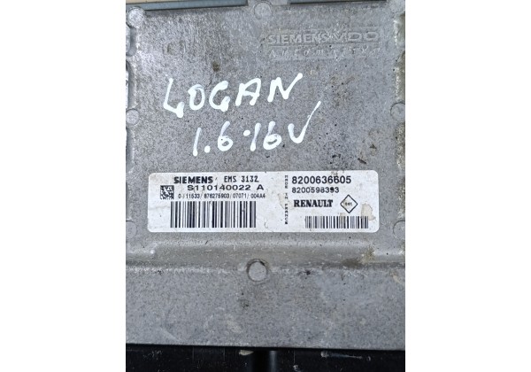 Комп'ютер, комплект запалювання Рено Логан 1.6 бензин 16v,  S110140022A,8200636605,8200598393,8200296328B,U118502007 E