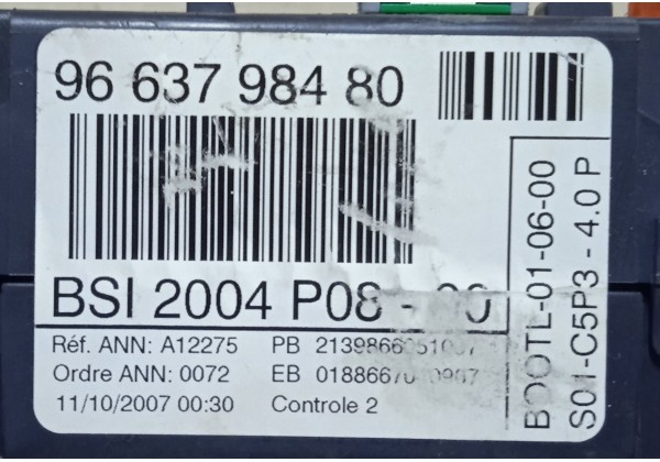 Блок запобіжників, модуль BSi Citroen C4, Peugeot 207, 1.6 16V, 9663798480