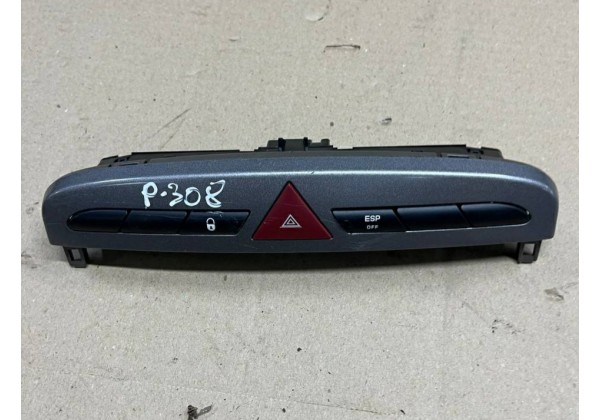 Блок кнопок в торпедо, аварійка, блокування дверей, ESP, Peugeot 308, T7, 07-13, 9659215177
