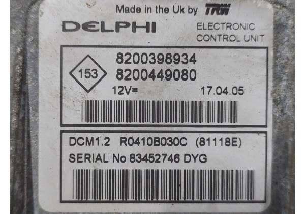 Комплект запалювання, ЕБУ, комп'ютер Renault Modus, 1.5 DCi, 8200398934, 8200449080, 8200497362