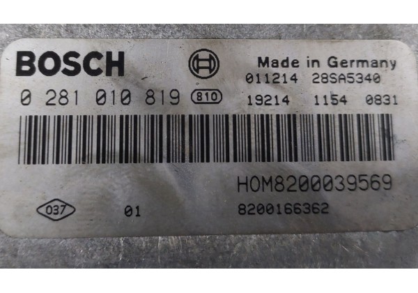 Комплект запалювання Renault Megane 1, Scenic 1, 1.9 DCi, 0281010819, 8200039569, 8200166362, 8200029342 B, S108502610
