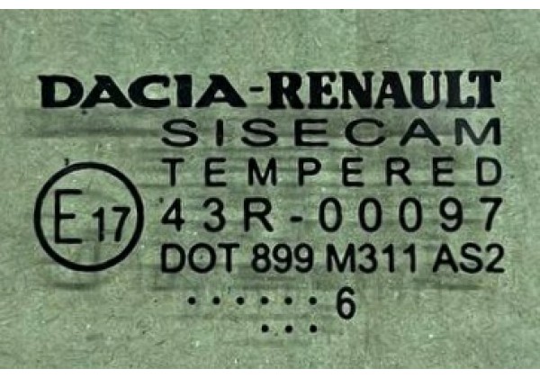 Скло кутове задньої правої дверки Renault Logan MCV 2, 13-22, 822625827R