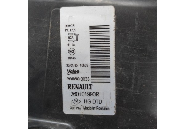 Фара передня права Рено Кліо 3, Renault Clio 3, рестайл, 2009-2012, 260101990R *