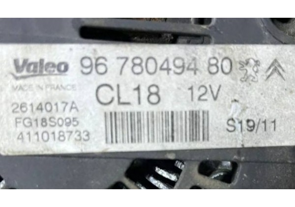 Генератор Citroen, Peugeot, 1.6 HDi, 2.0 HDi, 180 A, 9678049480, 9664074280, 9678058480, 9803750980, 9810527180