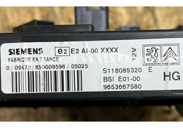 Блок запобіжників, модуль BSI E01 -00, Citroen Berlingo, Xsara Picasso, Peugeot 206, Partner, 9653667580, S118085320