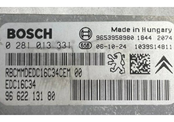 Комплект запалювання, ЕБУ, комп'ютер, Citroen C4 Picasso, Grand Picasso, 07-13, 1.6 HDi, 0281013331, 9662213180, 9653958980, 9659285580