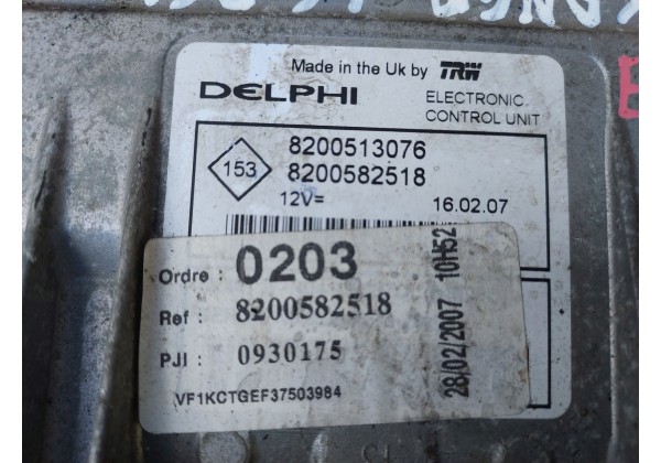 Комплект запалювання ЕБУ Renault Kangoo, 1.5 DCi, Euro 4, 8200513076, 8200582518, 8200584661