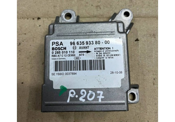 Блок управління подушками безпеки AIRBAG Peugeot 207, 06-12, 0285010110, 9663593380