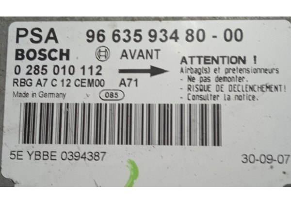 Блок управління подушками безпеки AIRBAG Peugeot 207, 9663593480