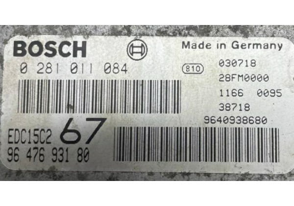Комплект запалювання, ЕБУ, комп'ютер Citroen Xsara Picasso, 2.0 HDi, 0281011084, 9647693180, 9640938680, 9650584580, S118085320 B