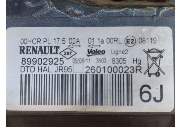 Фара передня права Рено Сценік 3 Renault Scenic 3, 2009-2013, 260100023R, 89902925, ПАЯНЕ КРІПЛЕННЯ *