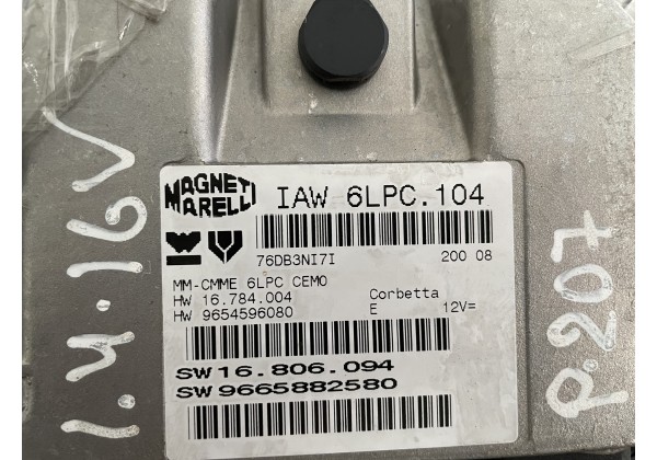 Комплект запалювання, ЕБУ, комп'ютер Peugeot 207, 1.4vti ,EP3, 9665882580, 9664983080