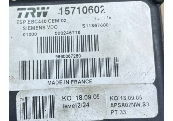 Блок ABS Peugeot 407, 9660067280, 15710602