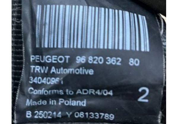 Ремінь безпеки задній правий/лівий Peugeot 3008, 8975HY, 9682036280