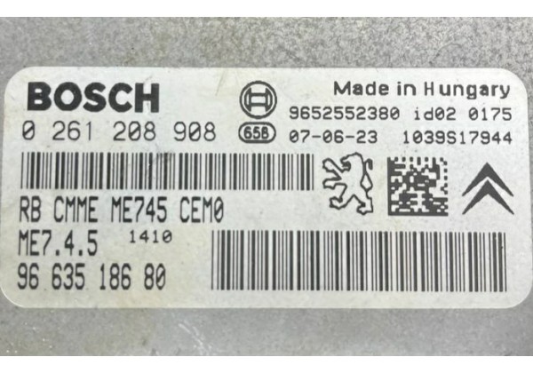 Комплект запалювання, ЕБУ, комп'ютер Citroen Xsara Picasso, 1.6 16V, 0261208908, 9663518680, 9652552380, 9657999780, S118085220 F