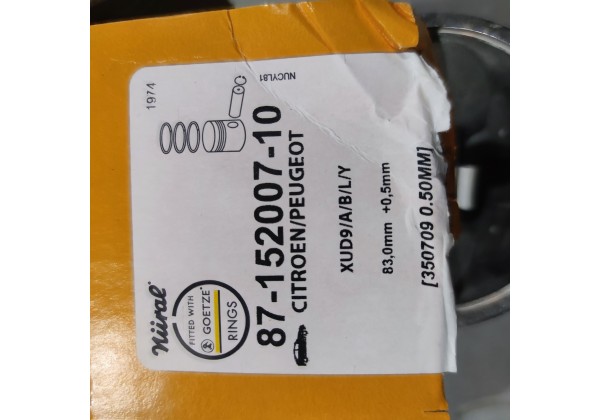 Поршень в комплекті 2й ремонт, 1.9 дизель XUD9, 83,0 mm+ 0,5 mm,NURAL,(350709+0,5mm),8715200710