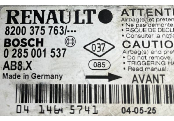 Блок керування подушками безпеки AIRBAG Renault Clio 2, 8200375763, 0285001537