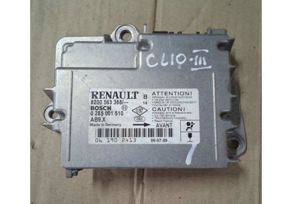 Блок управління AIRBAG Renault Clio 3, 8200563368, 0285001510 *