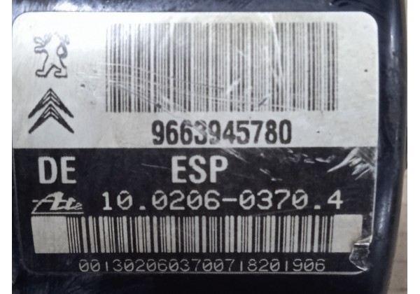 Блок ABS Peugeot 207, 9663945780, 10.0206-0370.4, 10.0960-1197.3