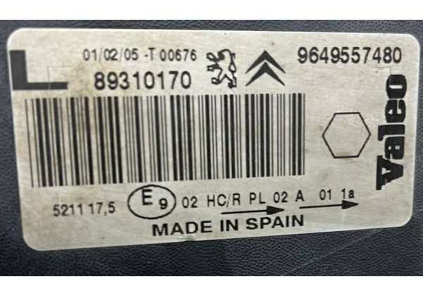 Фара передня ліва Citroen Xsara Picasso, 9649557480, 89310170