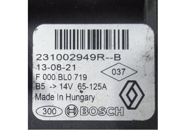 Генератор Renault, 1.5 DCi, 12V, 125A, 231002949R, 