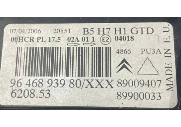 Фара передня ліва Citroen C4, 2004-2011, 9646893980, 620853, 89009407, 89900033
