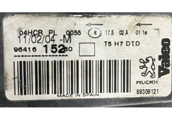 Фара передня права Peugeot 307, 01-05, 9641615280, 89309121