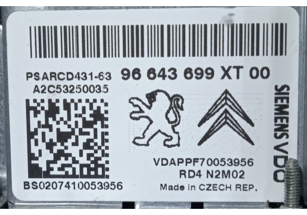 Магнітола, радіо, CD, MP3 Peugeot 207, 96643699XT