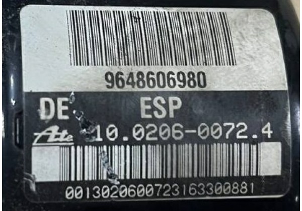 Блок ABS Citroen C5, 2.0 HDi, 9648606980, 10020600724