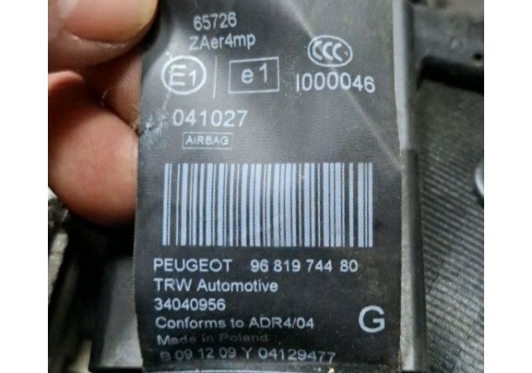 Ремінь безпеки передній лівий з піропатроном Peugeot 3008, 5008, 09-16, 9681974480